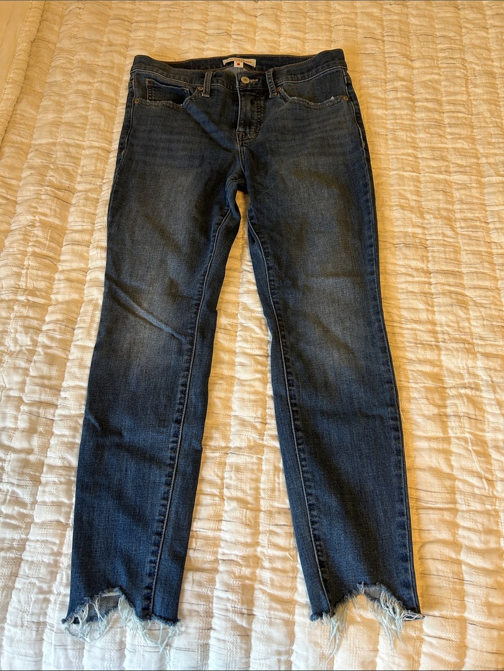 Lucky Brand Dark Blue Frayed Hem Skinny Jeans